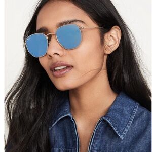 Ray-Ban hexagonal Blue Mirrored Sunglasses